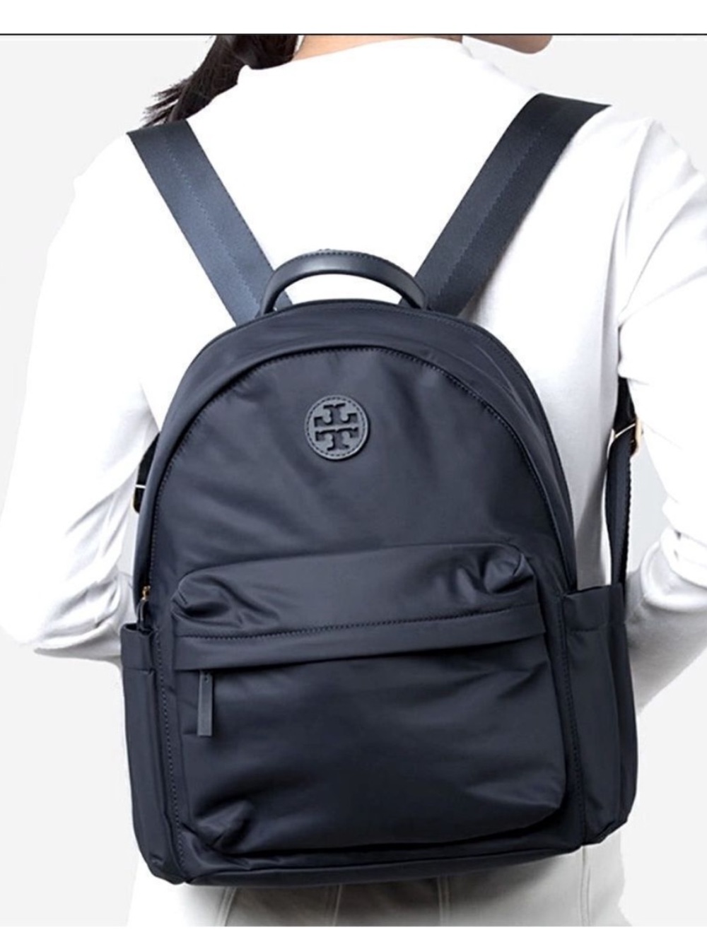 Tory Burch Ella Nylon Backpack - black - excellent preowned condition- clean